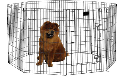 Dog Exercise Pen & Playpen, 24''W X 36''H, with Door, Black