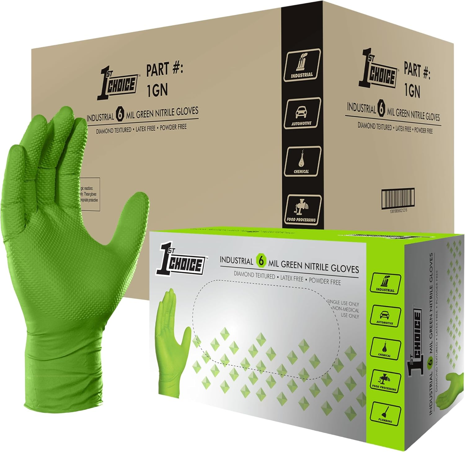 1St Choice Nitrile Gloves, Disposable, Latex Free Mechanic Gloves for Men, Heavy