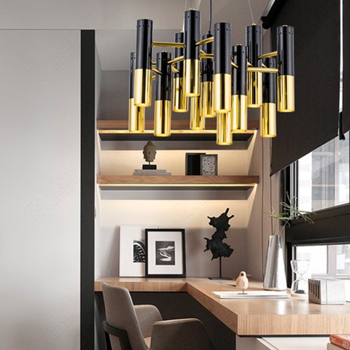 Lampadario moderno lusso oro nero accessori luce soffitto cucina camera da letto - Foto 9 di 19