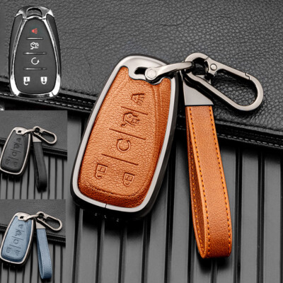 Alloy Leather Car Key Fob Case Cover for Chevy Cruze Malibu Equinox Camaro Trax