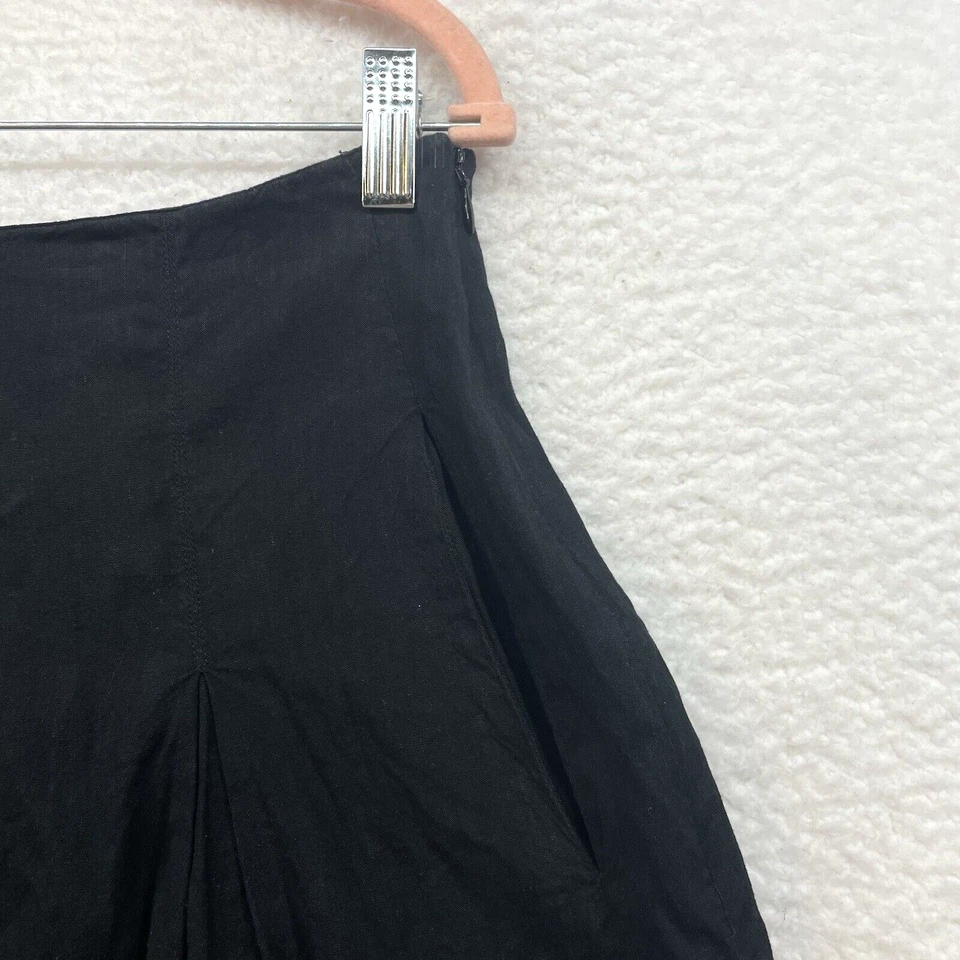 Pantalones Cortos Vince Para Mujer 10 Negros Mezcla de Lino Tiro Alto Plisados Bolsillos Informales Playa Foto 4 de 4