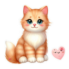 Cute Cat Wall Decal Sticker 18X18cm Large