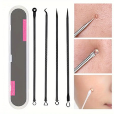4 pcs Blackhead Whitehead Remover Tool Kit Pimple Popper Acne Extractor Set