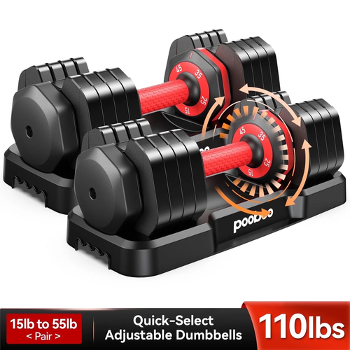 110LB Adjustable Dumbbells with High Quality Tray 15Lb to 55Lb Adjustable Dumbbe