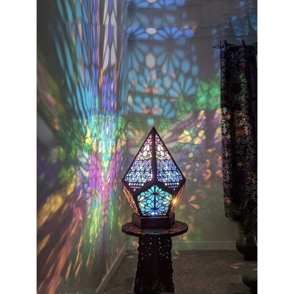 Carved Colourful Projection Mosaic Lamp Mood Ambient Bedroom Lighting Boho Decor image 6