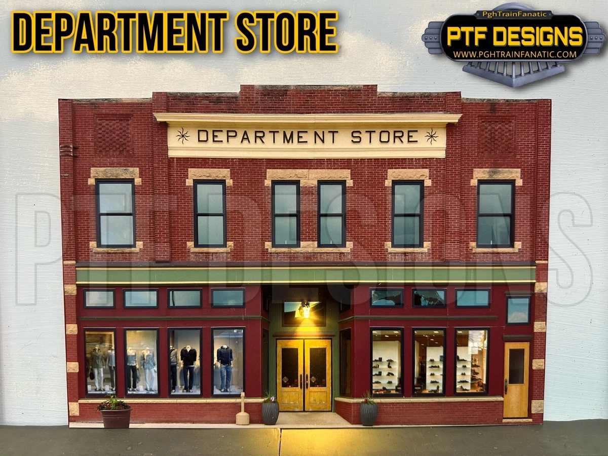HO Scale DEPARTMENT STORE Building Flat front w LED scratch built