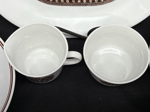 Corelle "BATIK" ~ Brown Floral Center ~ 7 Pc Serving Set: Bowls, Platter ++ - Picture 5 of 9