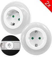 2X Led Steckdosenleuchte Nachtlicht Nachtlampe Steckdose Lampe Licht Rund