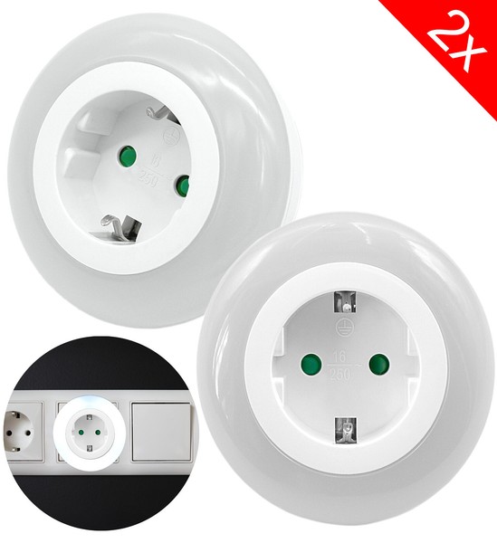 2X Led Steckdosenleuchte Nachtlicht Nachtlampe Steckdose Lampe Licht Rund-image