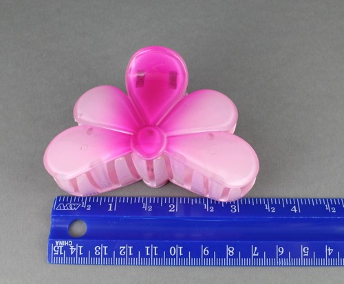 Pink hair clip flower barrette jaw claw clamp clip floral 3.25" long ombre - 第 2/11 張圖片