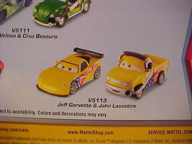 DISNEY PIXAR CARS 2 JEFF GORVETTE & JOHN LASSETIRE! NIP KMART