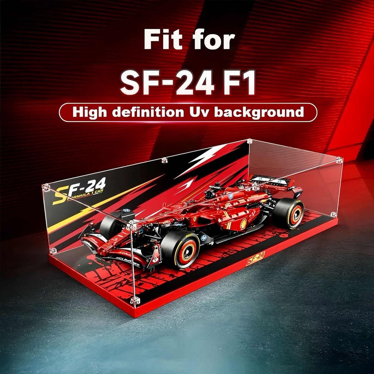 Uv printed Acrylic Display Case For LEGO® Technic 42207 Ferrari SF