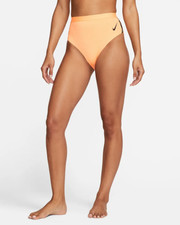 Nike Sneakerkini Women's High Waist Cheeky Bikini Bottom Size Large Peach Orange