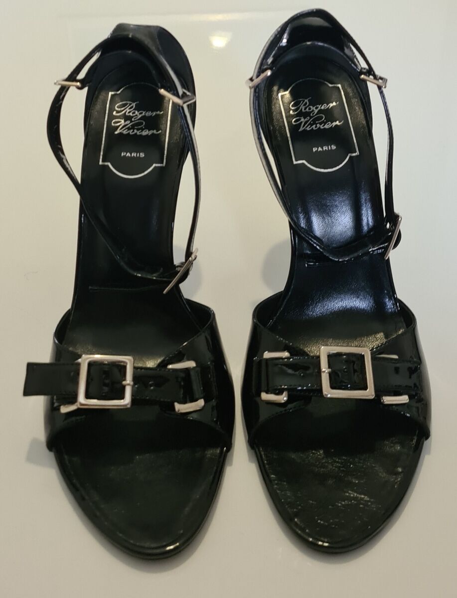 【送料 関税込】ROGER VIVIER Patent leather sandals Roger Vivier Patent Leather High Heels Strappy Sandals Shoe