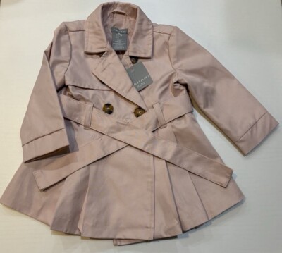 Tahari Baby Pink Double Breasted Belted Jacket Trench Coat 6-9