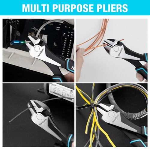 DURATECH 7" High Leverage Diagonal Cutting Plier Cr-Ni Side Cutters Wire Cutters - Picture 8 of 9