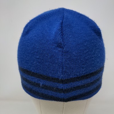 Adidas Beanie Hat Blue One Size Stretch Knitted 3 Stripes Adidas Beanie Hat Blue One Size Stretch Knitted 3 Stripes