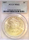 1897 P Morgan PCGS MS-62 very bright very nice  free shipping