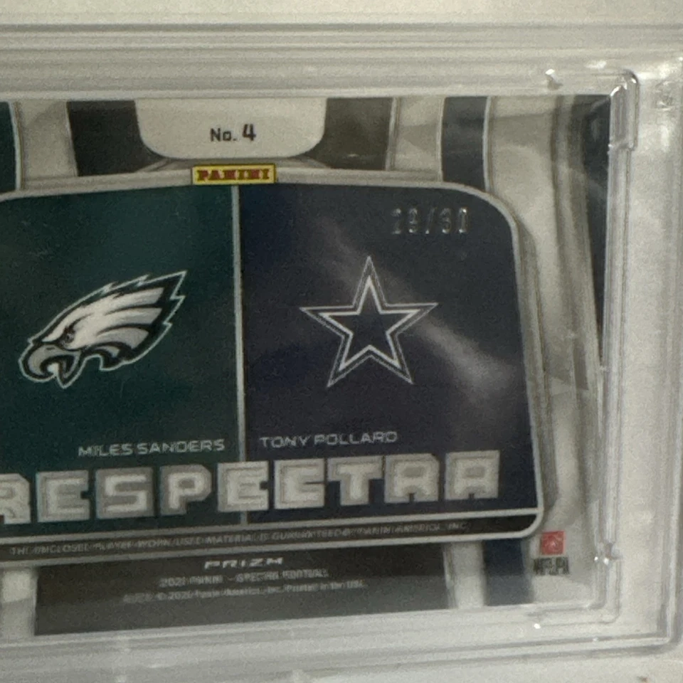 2020 Panini - Respectra Relics Miles Sanders, Tony Pollard #4 Neon Green /30 - Image 3 of 3