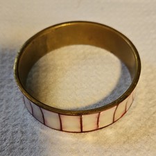 Brass & Mother of Pearl Inlay Round Bangle Br...