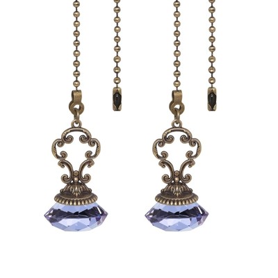2PCS Vintaged Bronze Crystal Pendant Necklace Car Trim Ceiling Fan Chain