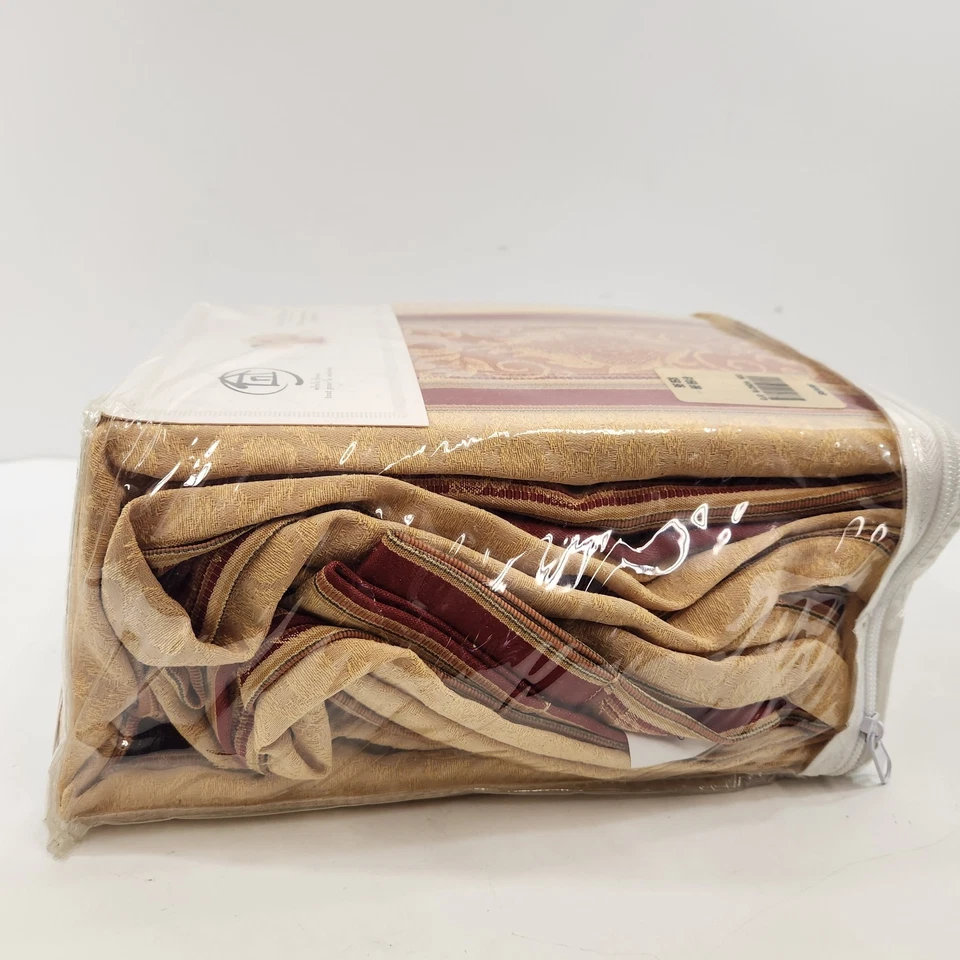 Juego de cortinas plisadas Sears Oxford dorado rojo tapiz barroco 72x84" NUEVO Foto 4 de 4