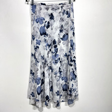 VTG Express Tiered Floral Maxi Skirt Sz S Blue Soft Girl Whimsical Fairy Grunge