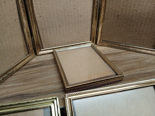Lot of 17 Vintage Brass Gold Ornate Metal Picture Frames Including 2 Tri Folds - Picture 3 of 24