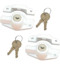 2 - For QCAA Heavy Duty Keyed Sash Lock,Key 2” Centers White 1 SCREW MISSING