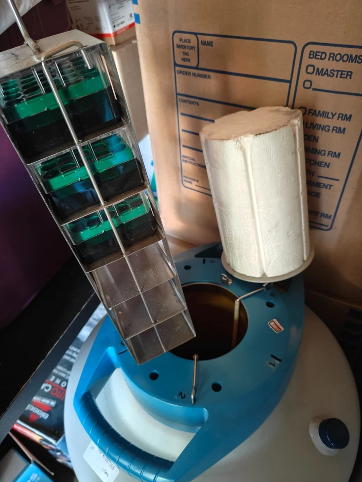 Refrigerador International Cryogenics IC 38RX líquido nitrógeno Dewar con 6 bastidores Foto 2 de 4