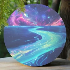 1pc 2D Round Aluminum Light Beige Painting Exquisite Trendy Patterns Waterproof