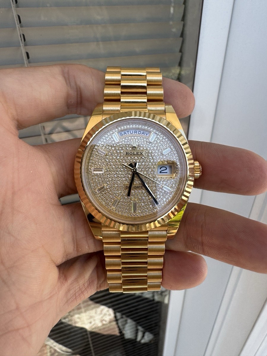 2023 Rolex Day-Date 228238 18K YG President Diamond Pave Dial 40mm