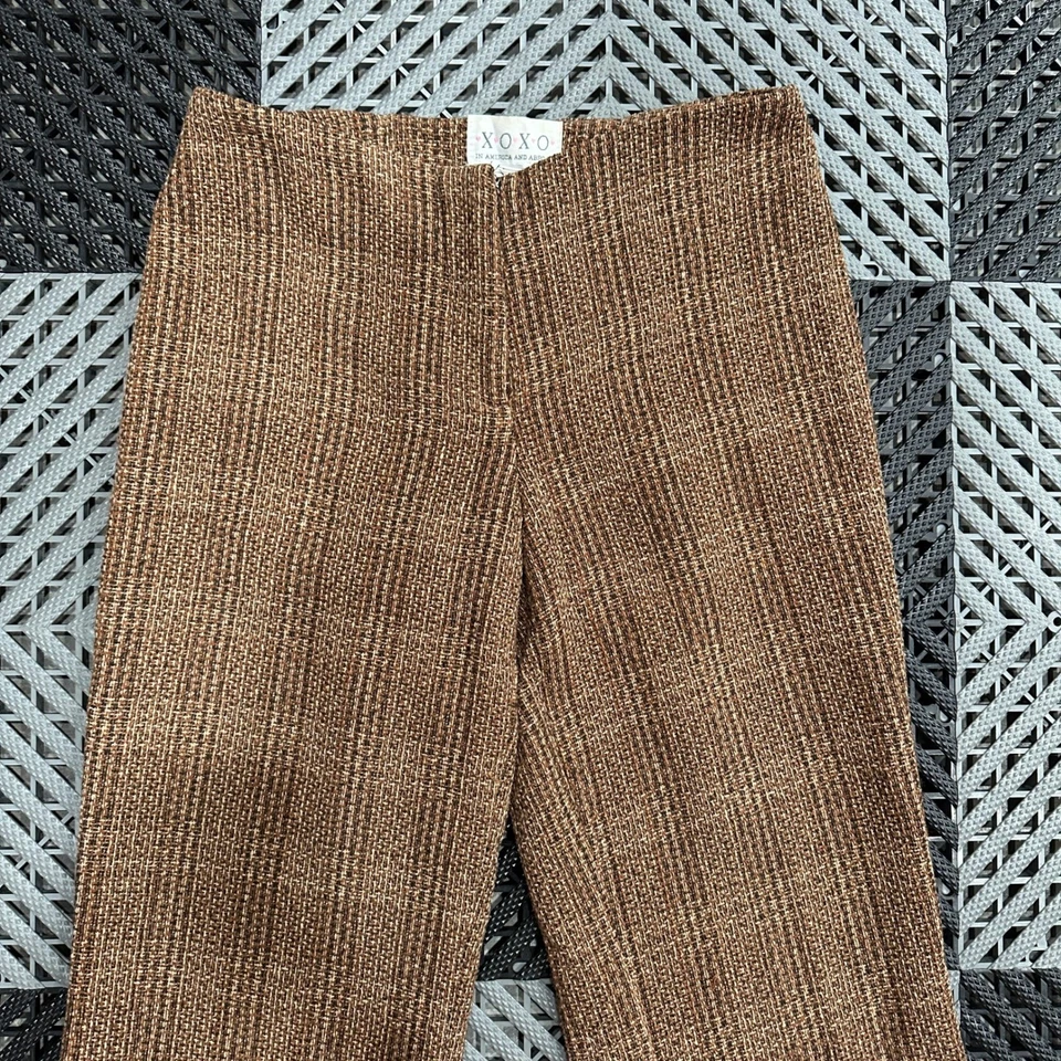 XOXO Women's Flare Leg Pants Size 3 Brown Wool Blend Retro Style USA Made - Image 2 of 4
