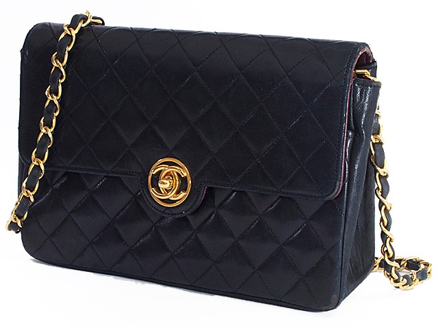 Chanel Lambskin Matelasse Chain Shoulder Bag Black 691128