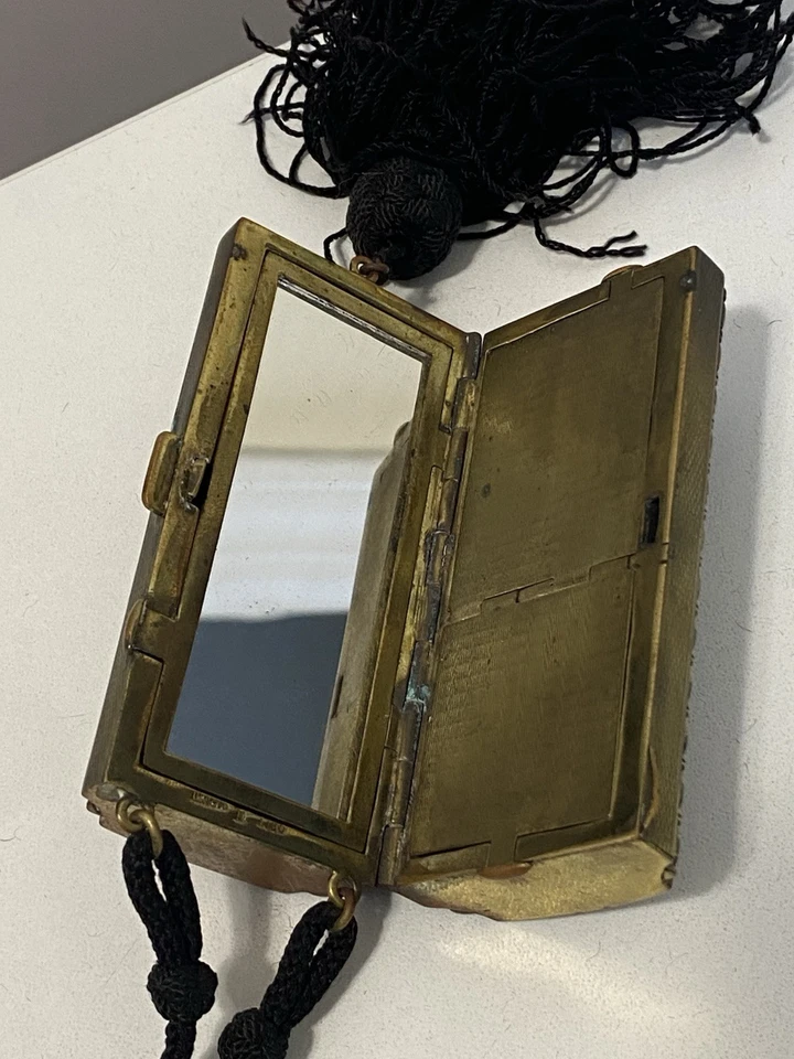 Cartera de baile de latón vintage Orit Alemania Art Deco cuerda de muñeca borla Foto 4 de 4