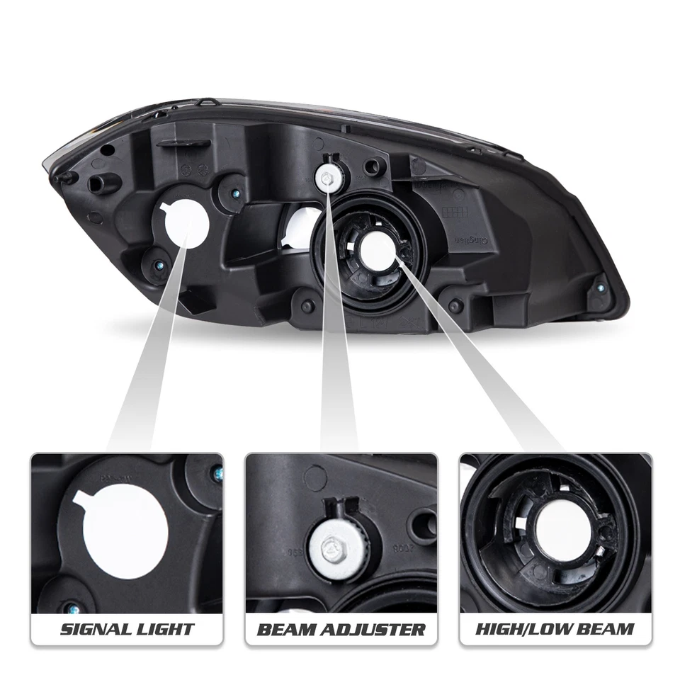 Faro transparente negro para Chevy Cobalt 07-10 Pontiac G5 05-06 Pursuit 2005-2010 Foto 4 de 4