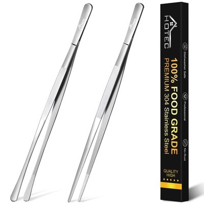 HOTEC Kitchen Tweezers Tongs Stainless Steel Professional Chef Tweezers, Set ...