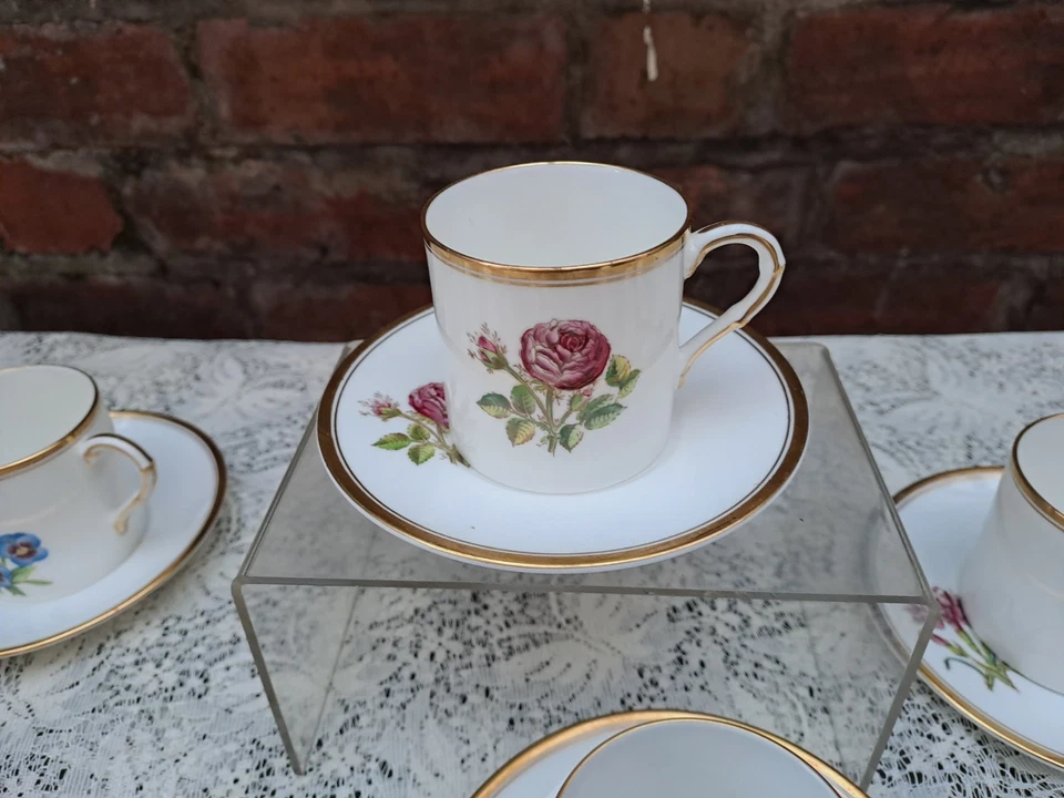 Royal Worcester Hand painted flowers Demitasse cups and saucers - image 2 of 4