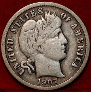 1907 D Denver Mint Silver Barber Dime