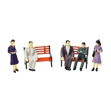 50 Model People Figures with 8 Benches for 187 Scale Train Railway Model