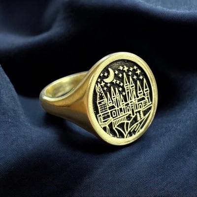 Wizard School Signet 925 Sterling Silver Handcrafted Engraved Ring Duty Free