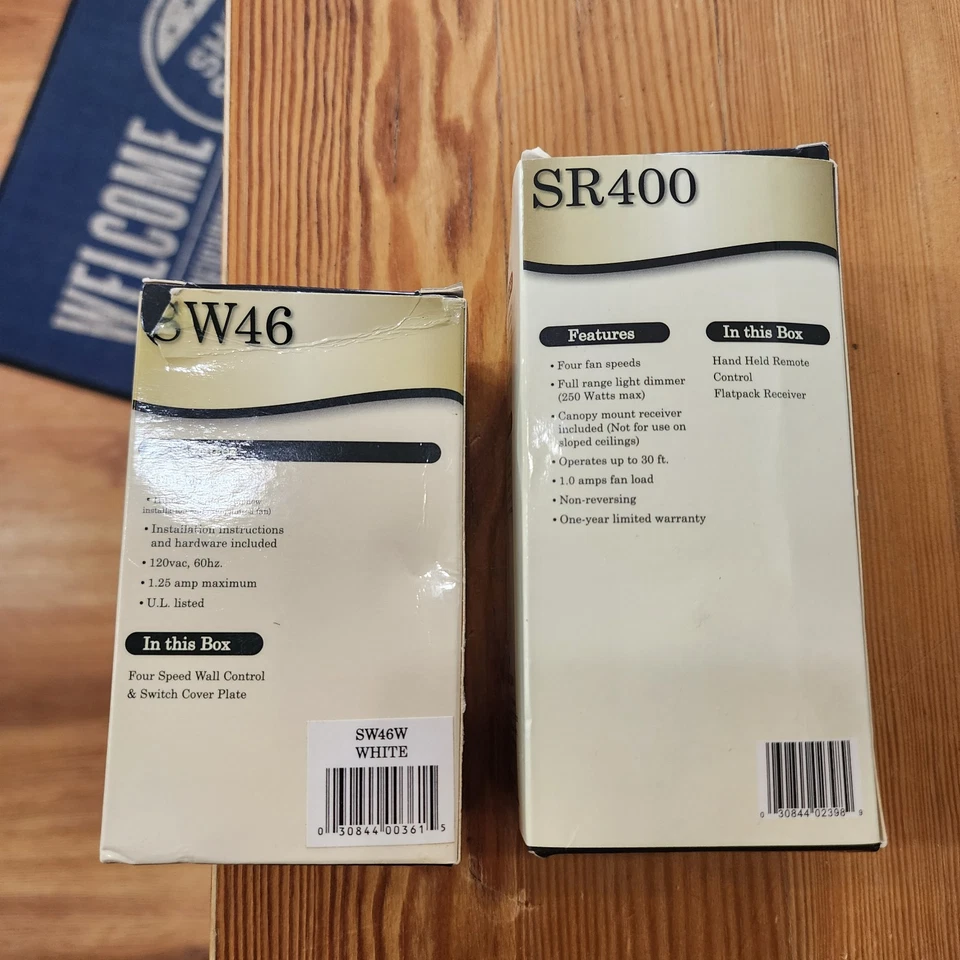 Ventiladores de techo Emerson SW46 + SW400, ventilador de techo de 4 velocidades control deslizante blanco Foto 2 de 4