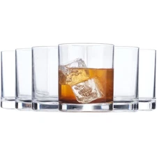 Classic Clear Plastic Reusable Drinking Glasses (Set of 6) 12oz Rocks Cups | ...