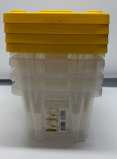 HDX 6.5 Qt Tough Tote Storage Bins 4-Pack Clear w/ Yellow Lids New