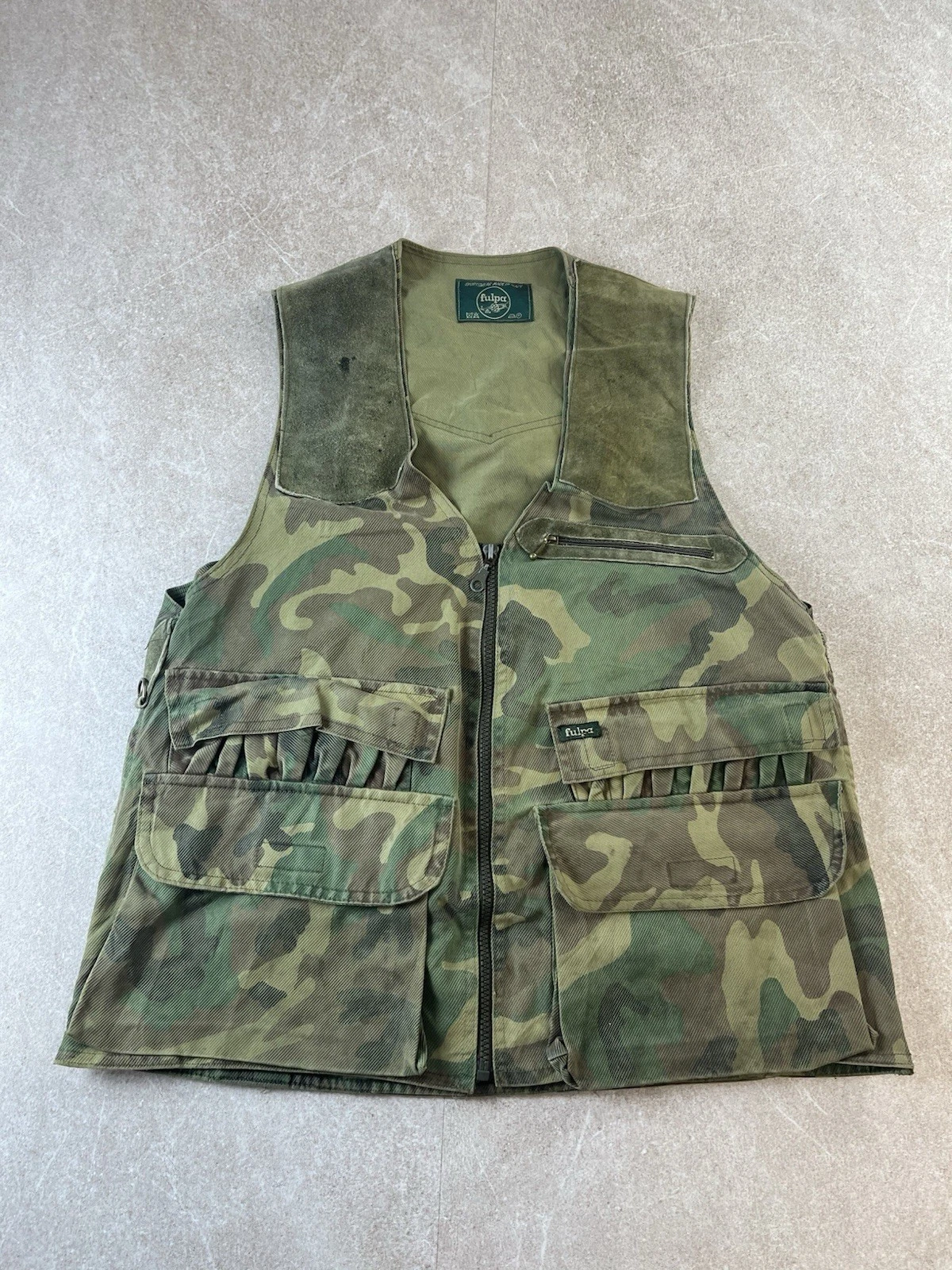 Vintage FULPA Sportswear Italy Camo Hunting Vest Gilet Multi-Pocket Gorpcore S