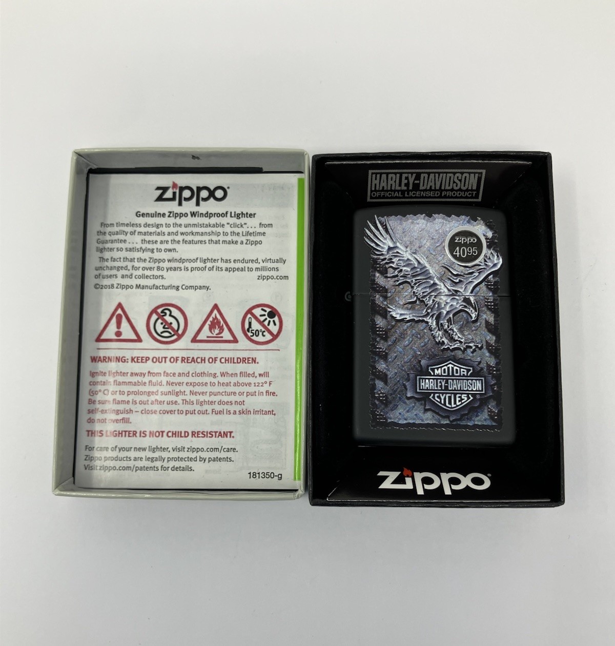 ZIPPO HARLEY DAVIDSON IRON EAGLE BLACK MATTE LIGHTER NEW