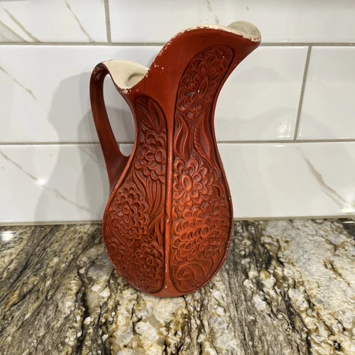 Vintage McCoy Vase 618 Red Floral  9 1/4” H 🇺🇸