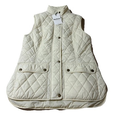 Women s Barbour Otterburn Gilet Quilted Vest Cream Size 6 NWT