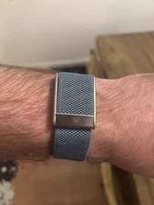 Whoop 5.0/MG Superknit Band - Slate Blue - Silver Clasp/link - Whoop Logo