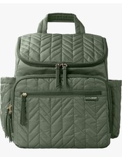 Skip Hop Forma Quilted Large Diaper Backpack Green Polyester Stroller Straps